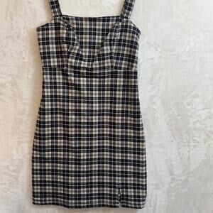Hollister Black Plaid Jumper Dress S Stretch Academia School Girl